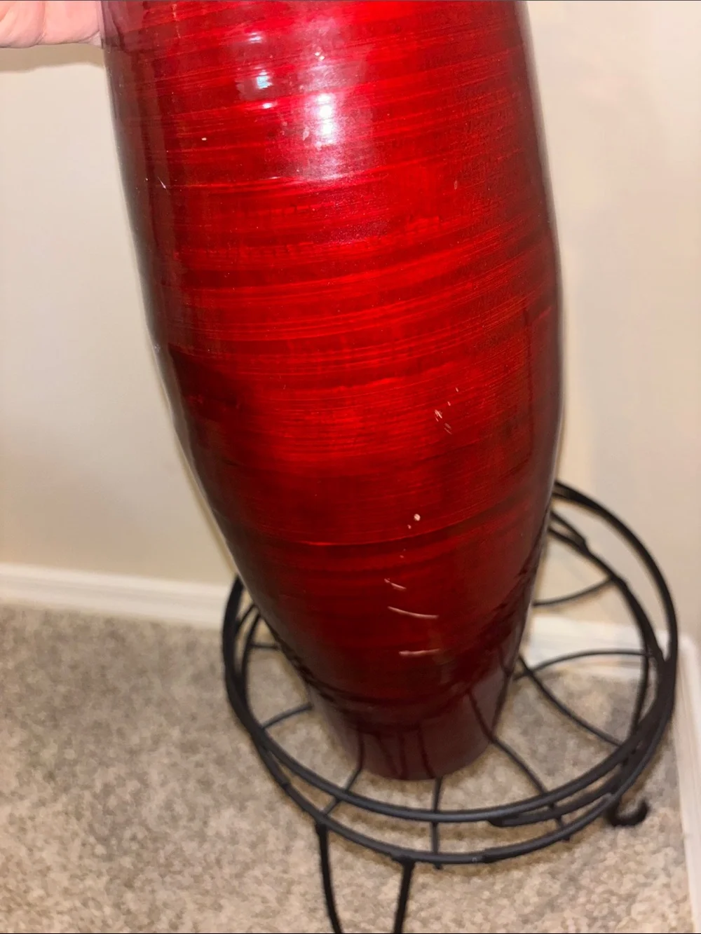 Decorative Red Floor Vase with Natural Dried Stems